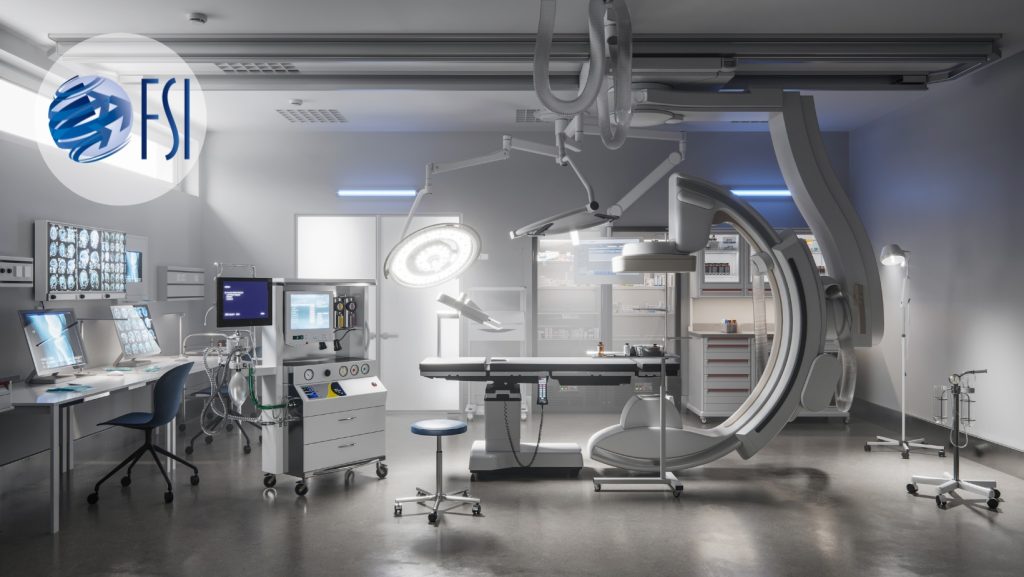 High-precision surgical tables staged and ready for delivery through FSI’s specialized medical logistics services.